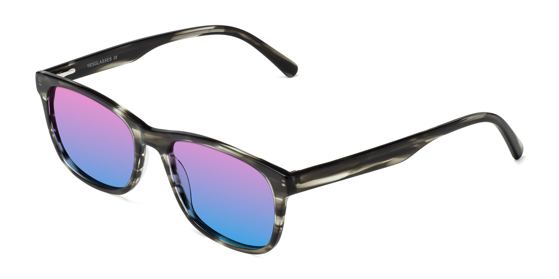 Angle of Navarro in Gray-Tortoise with Pink / Blue Gradient Lenses