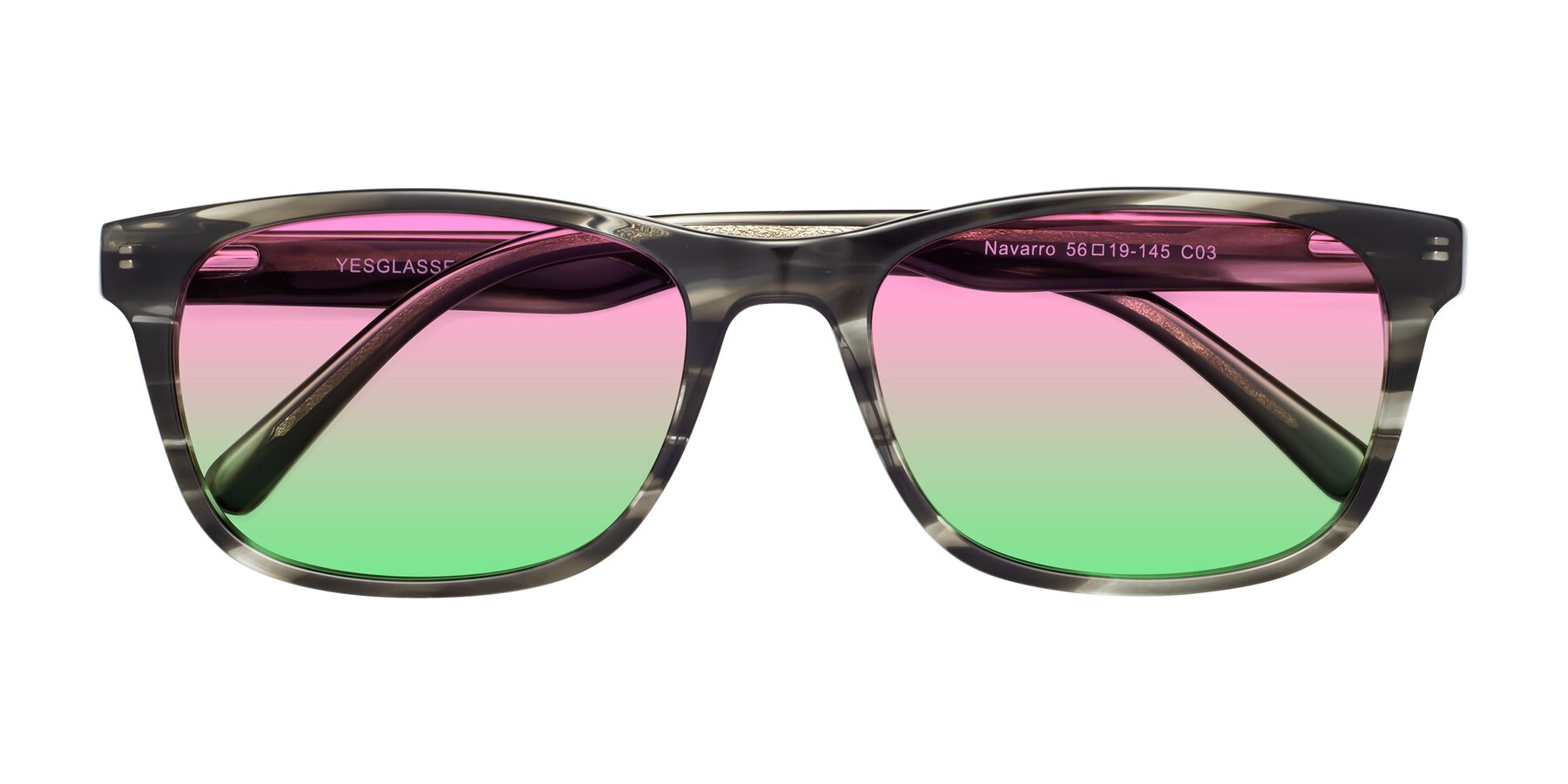 Folded Front of Navarro in Gray-Tortoise with Pink / Green Gradient Lenses
