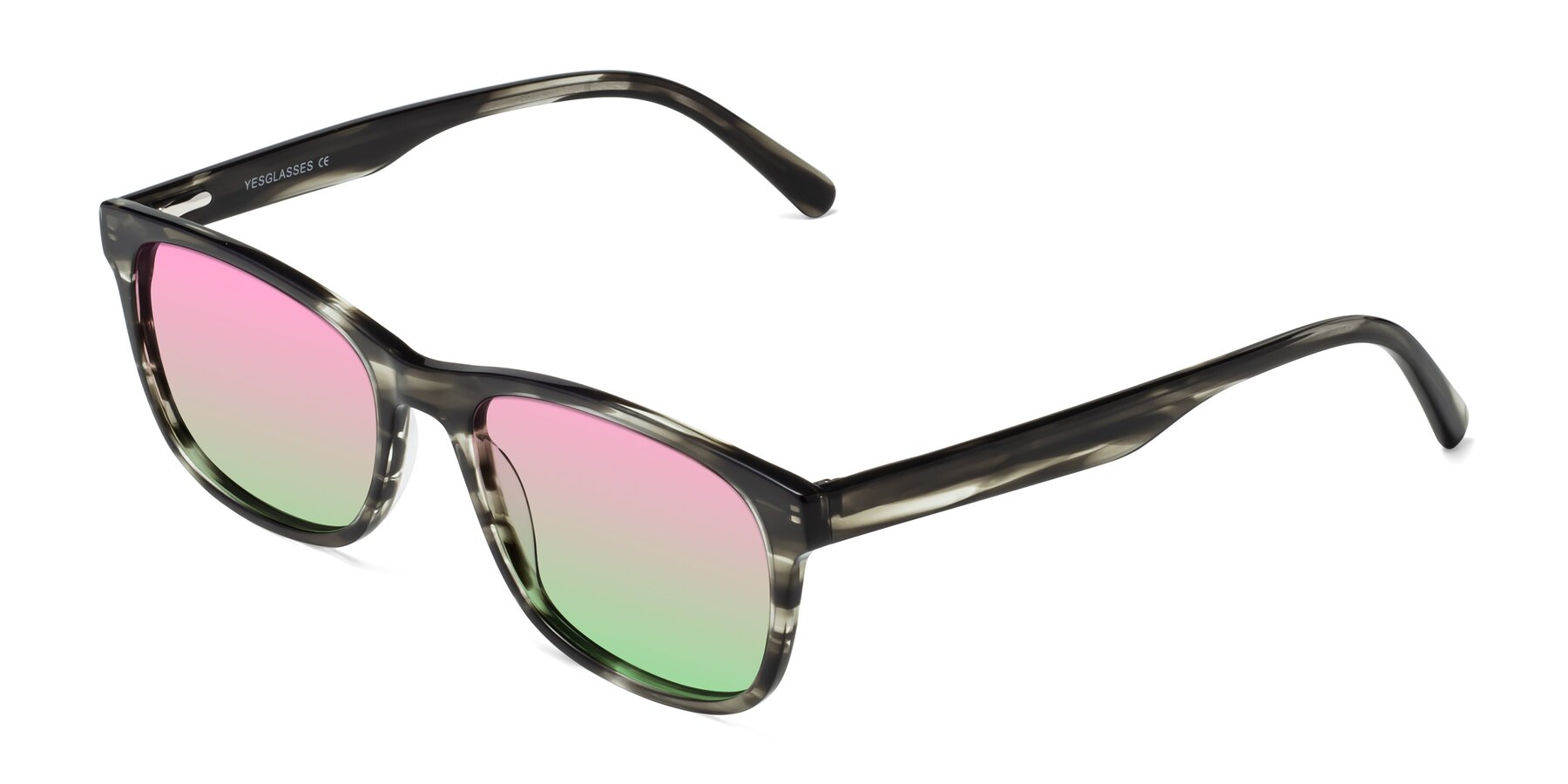 Angle of Navarro in Gray-Tortoise with Pink / Green Gradient Lenses