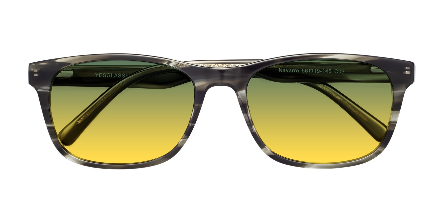 Folded Front of Navarro in Gray-Tortoise with Green / Yellow Gradient Lenses