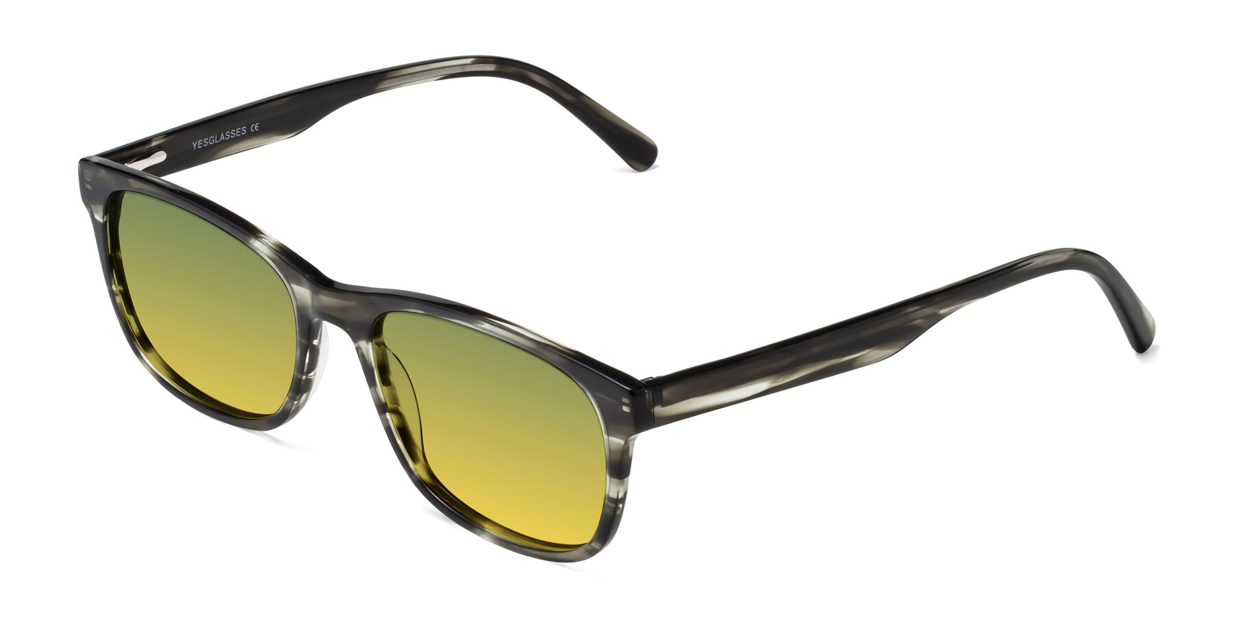 Angle of Navarro in Gray-Tortoise with Green / Yellow Gradient Lenses