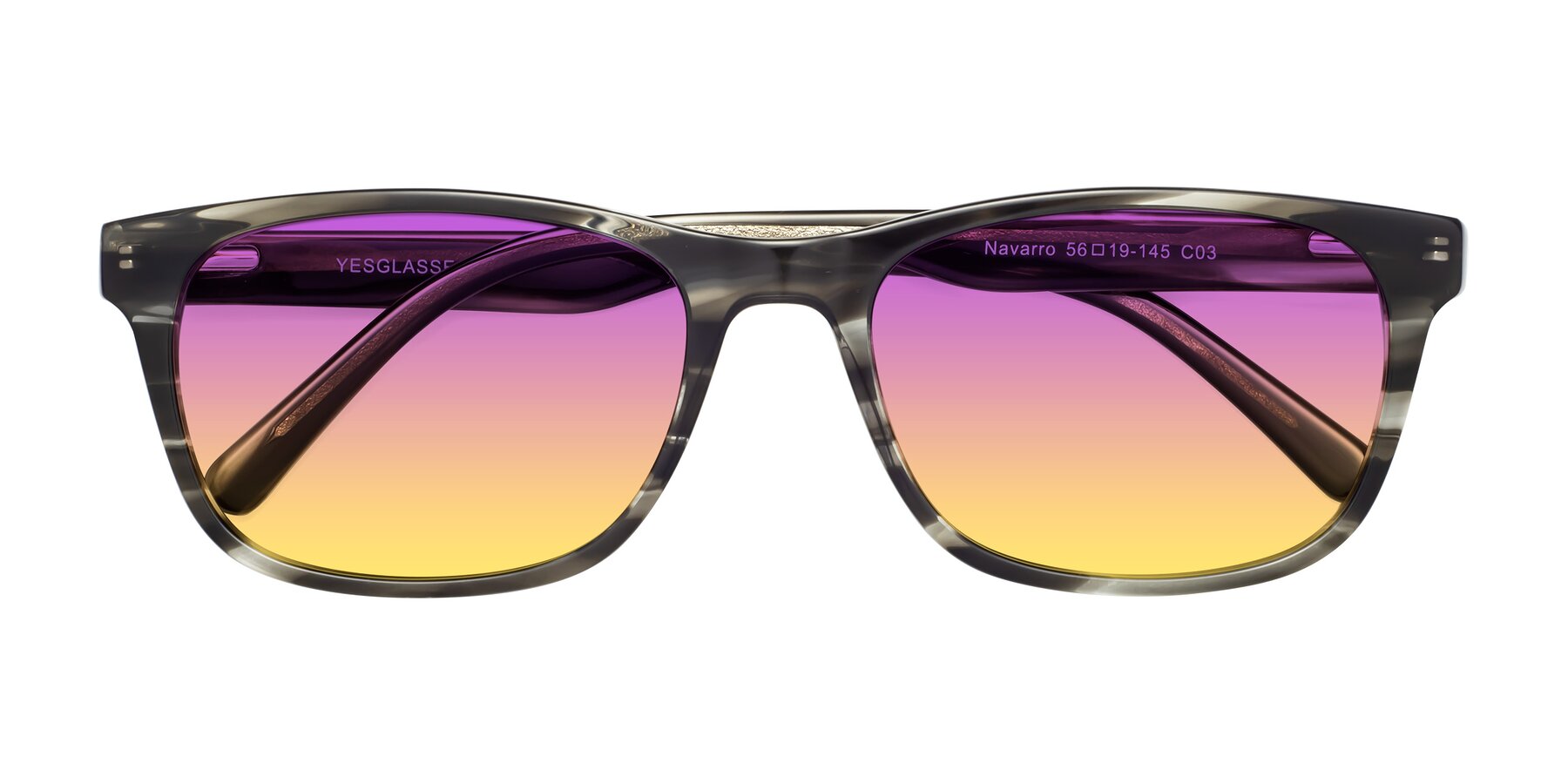 Folded Front of Navarro in Gray-Tortoise with Purple / Yellow Gradient Lenses
