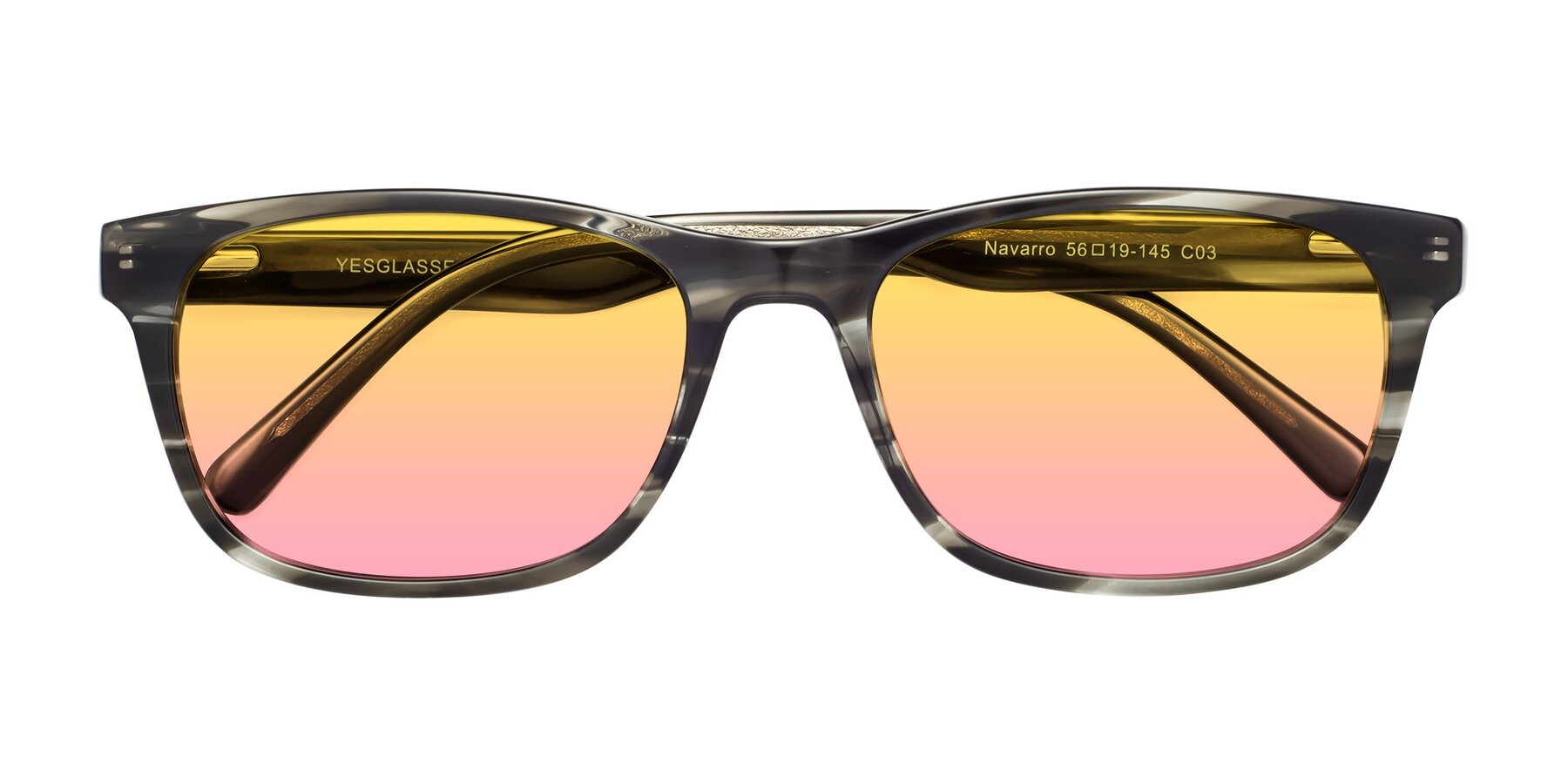 Folded Front of Navarro in Gray-Tortoise with Yellow / Pink Gradient Lenses