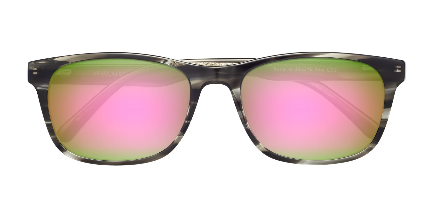 Folded Front of Navarro in Gray-Tortoise with Pink Mirrored Lenses