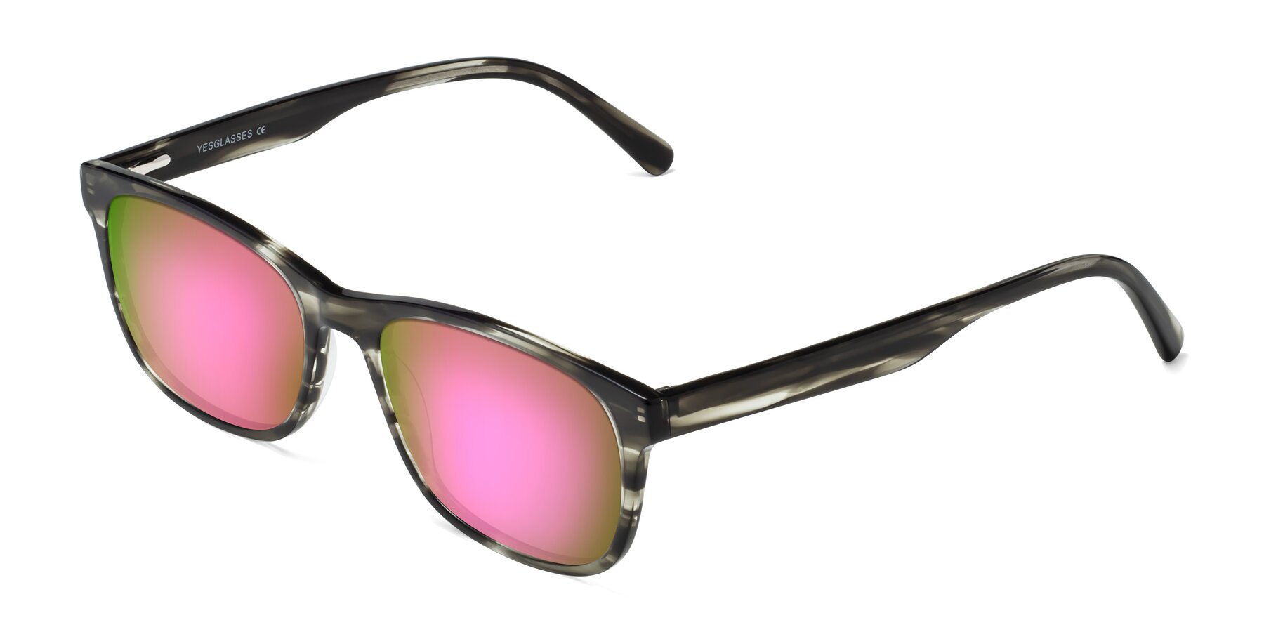 Angle of Navarro in Gray-Tortoise with Pink Mirrored Lenses