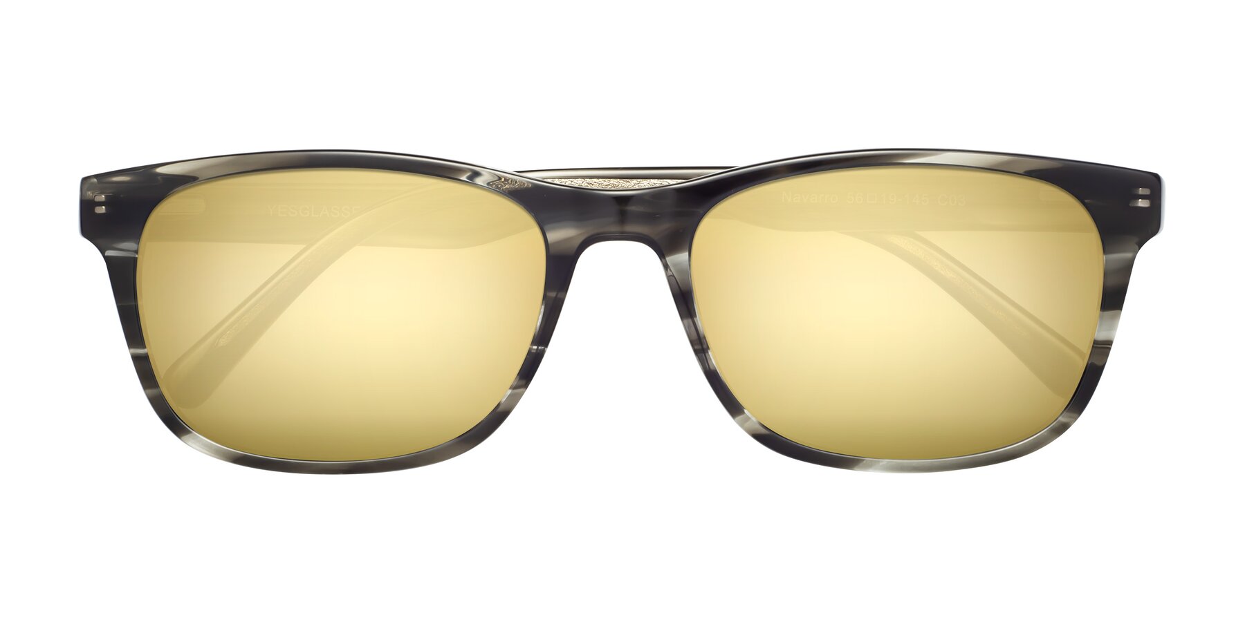 Folded Front of Navarro in Gray-Tortoise with Gold Mirrored Lenses