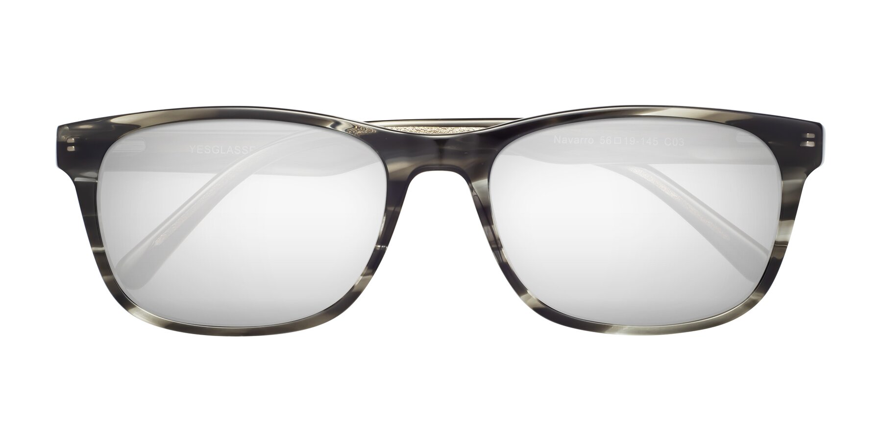 Folded Front of Navarro in Gray-Tortoise with Silver Mirrored Lenses