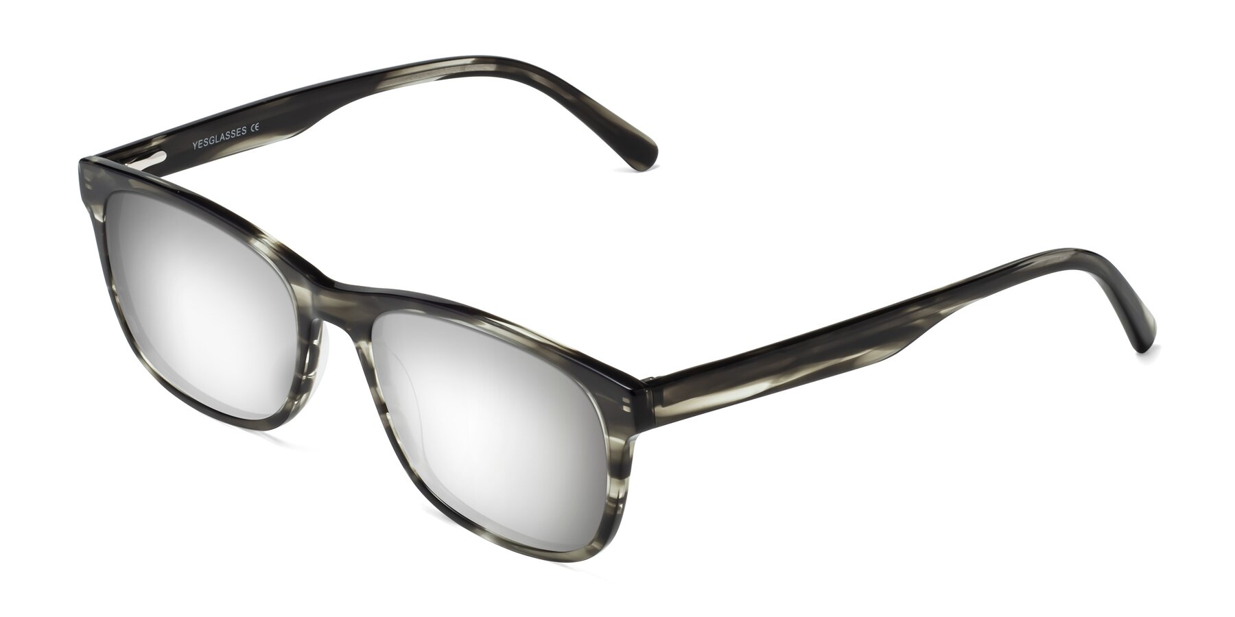 Angle of Navarro in Gray-Tortoise with Silver Mirrored Lenses