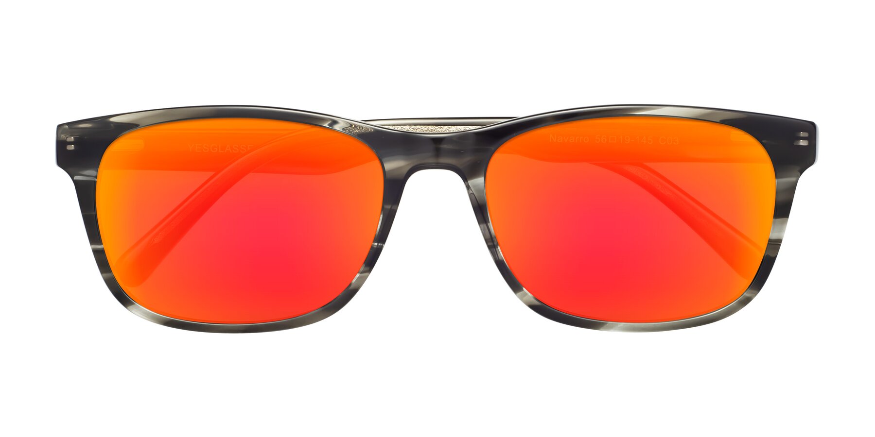 Folded Front of Navarro in Gray-Tortoise with Red Gold Mirrored Lenses