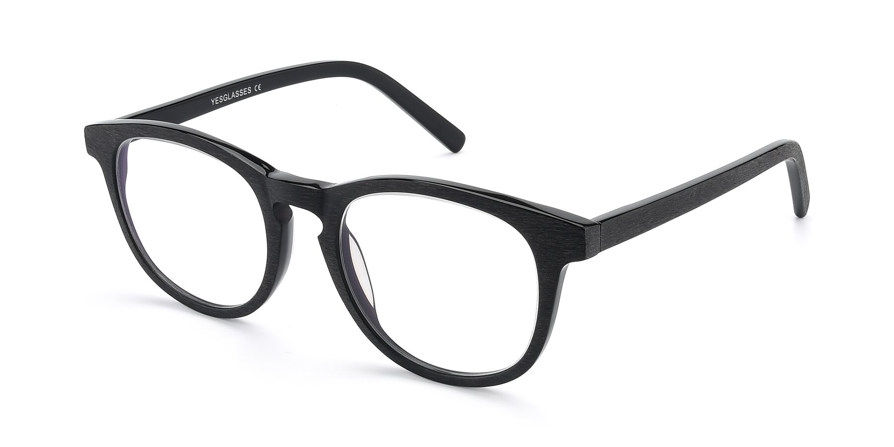 Angle of SR6044 in Black-Wooden with Clear Eyeglass Lenses