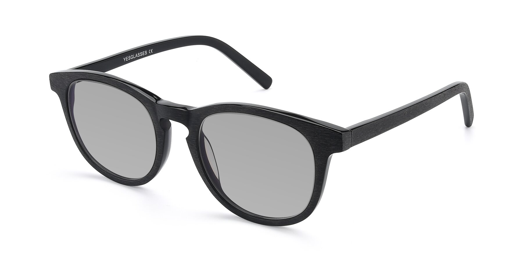 Angle of SR6044 in Black-Wooden with Light Gray Tinted Lenses