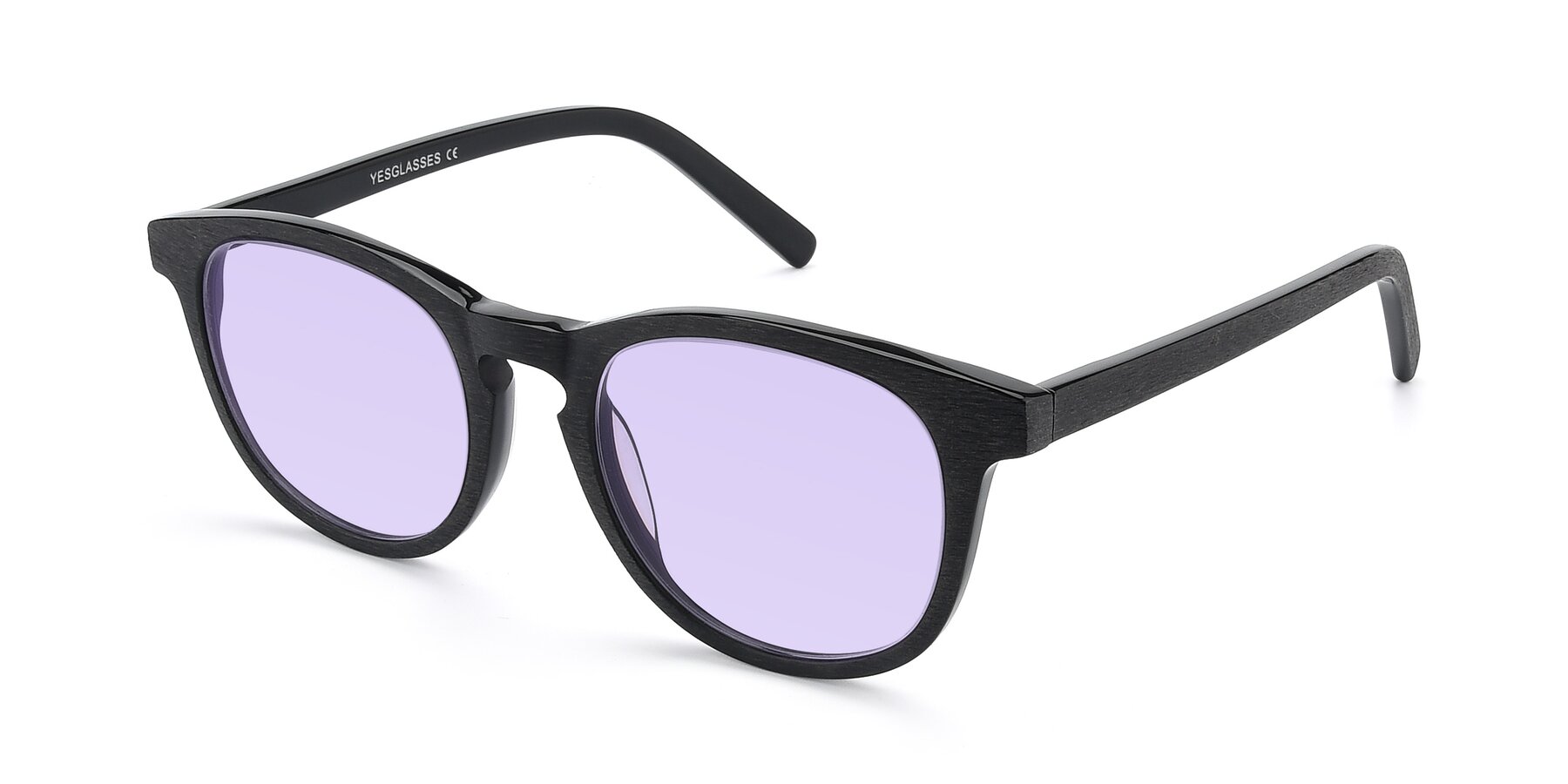 Angle of SR6044 in Black-Wooden with Light Purple Tinted Lenses