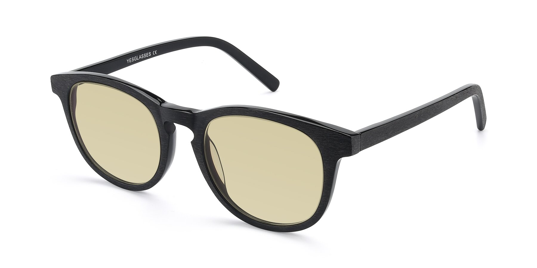 Angle of SR6044 in Black-Wooden with Light Champagne Tinted Lenses
