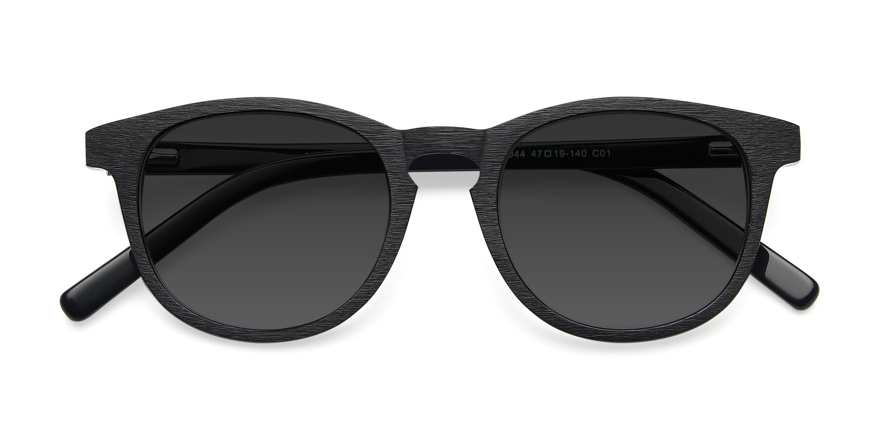 Folded Front of SR6044 in Black-Wooden with Gray Tinted Lenses
