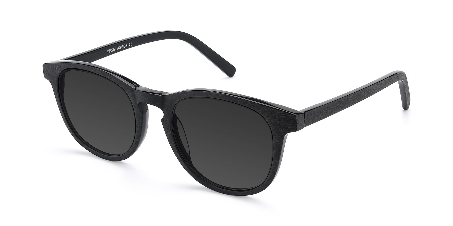 Angle of SR6044 in Black-Wooden with Gray Tinted Lenses