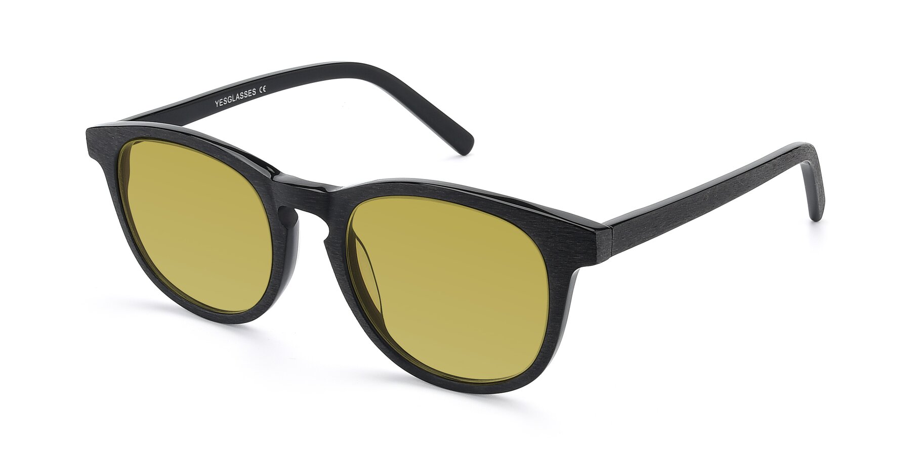 Angle of SR6044 in Black-Wooden with Champagne Tinted Lenses