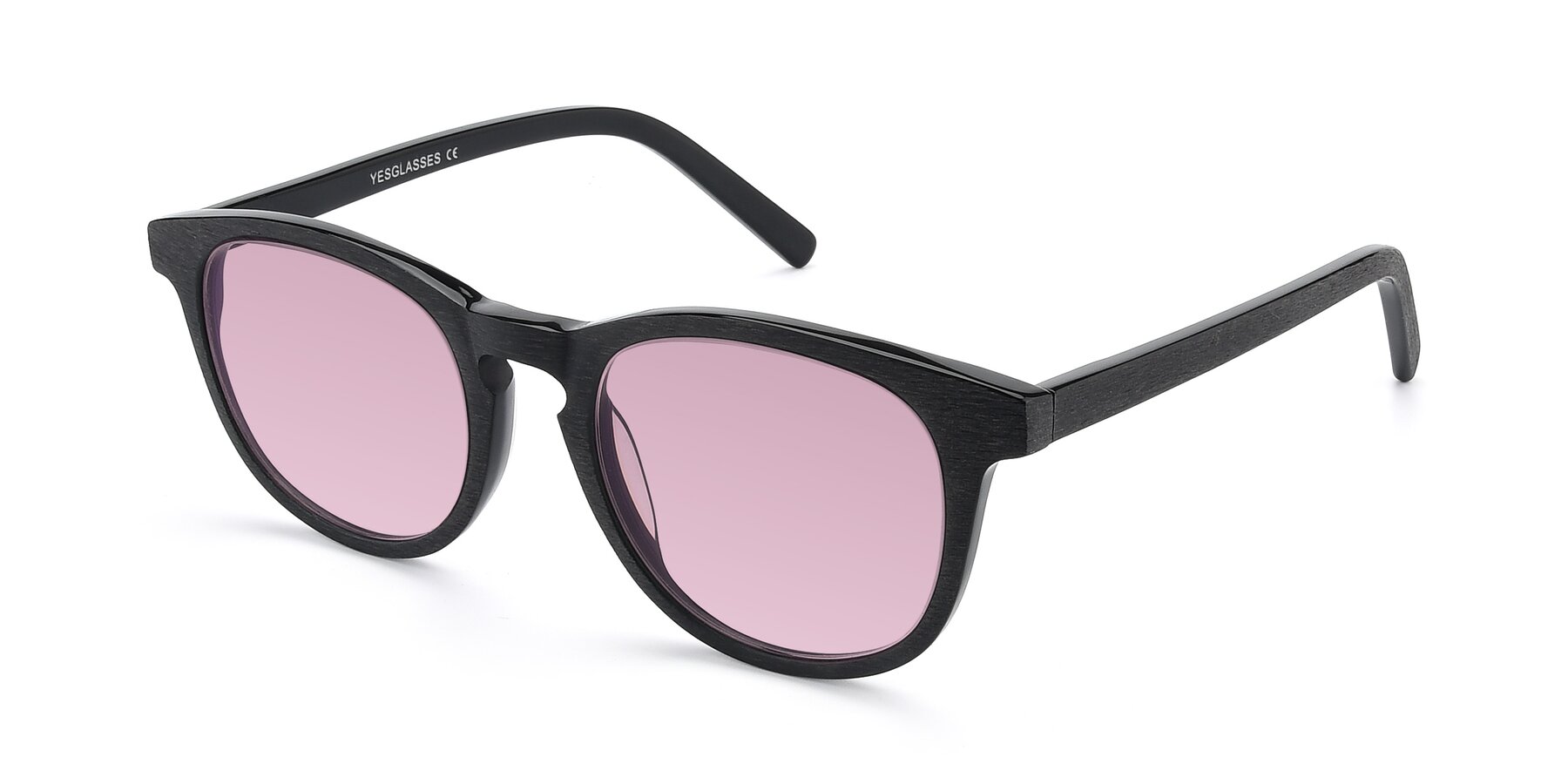 Angle of SR6044 in Black-Wooden with Light Wine Tinted Lenses