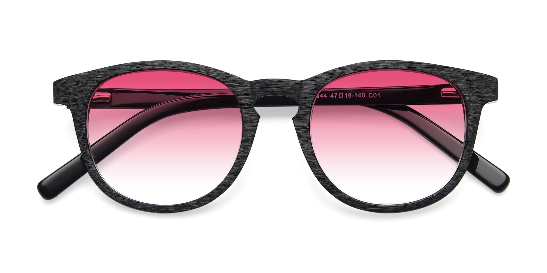 Folded Front of SR6044 in Black-Wooden with Pink Gradient Lenses
