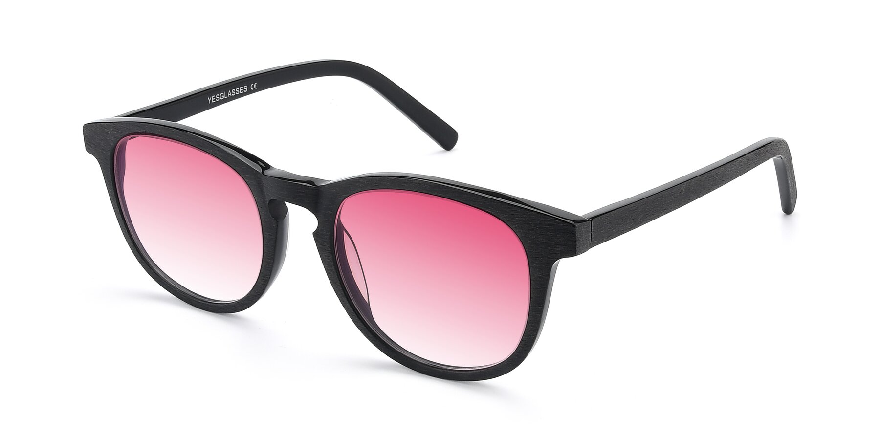 Angle of SR6044 in Black-Wooden with Pink Gradient Lenses