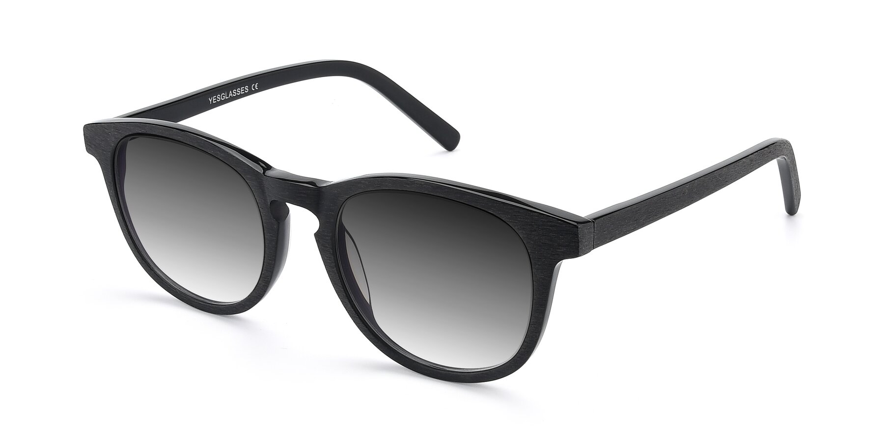 Angle of SR6044 in Black-Wooden with Gray Gradient Lenses