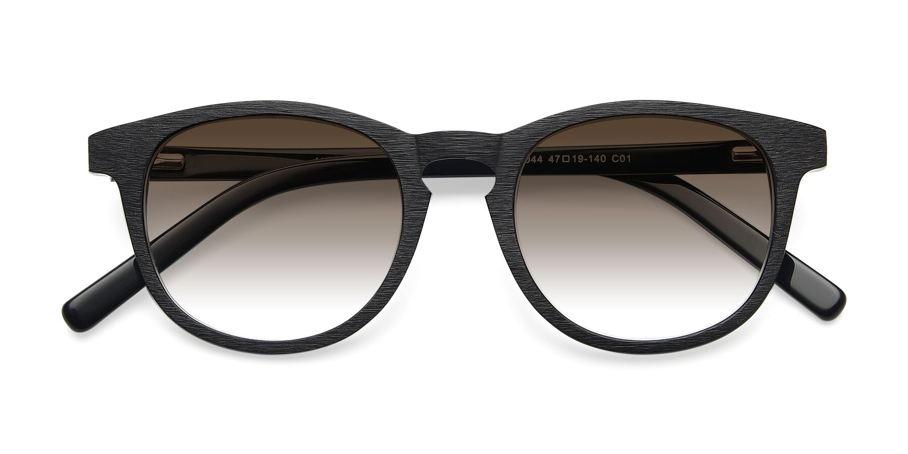 Folded Front of SR6044 in Black-Wooden with Brown Gradient Lenses