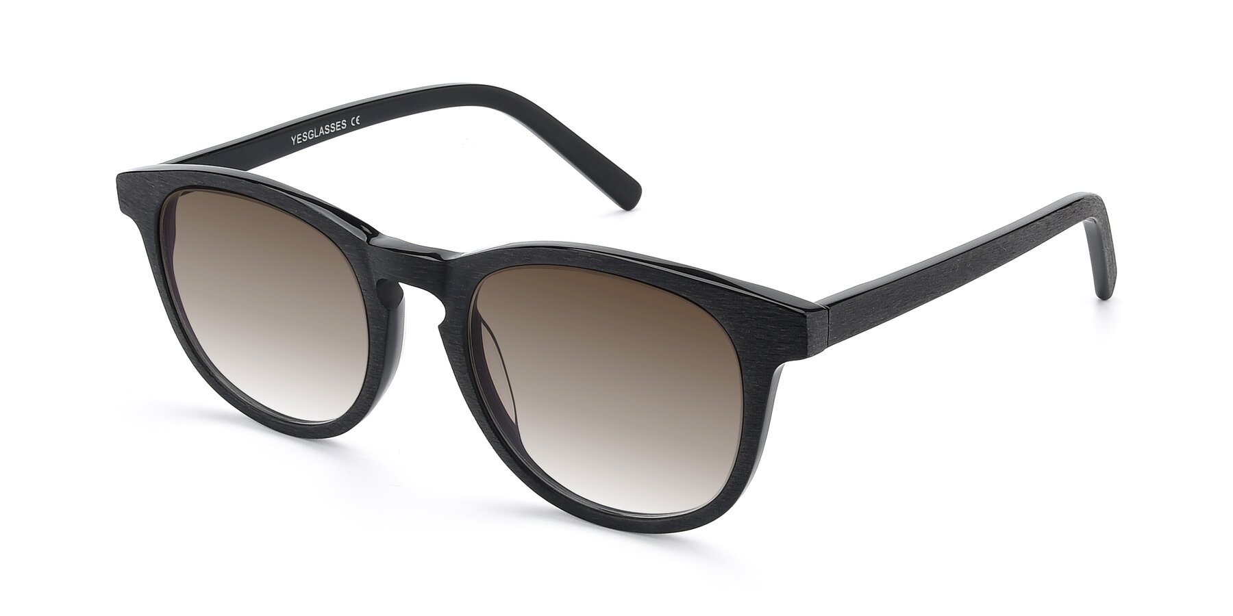 Angle of SR6044 in Black-Wooden with Brown Gradient Lenses