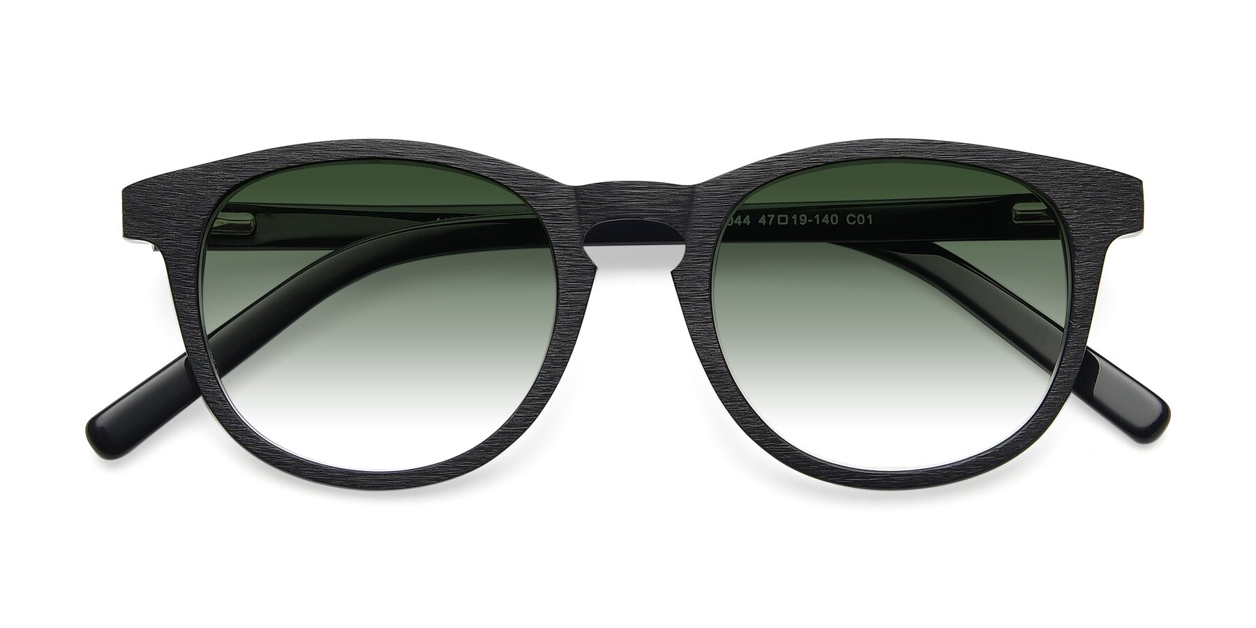 Folded Front of SR6044 in Black-Wooden with Green Gradient Lenses