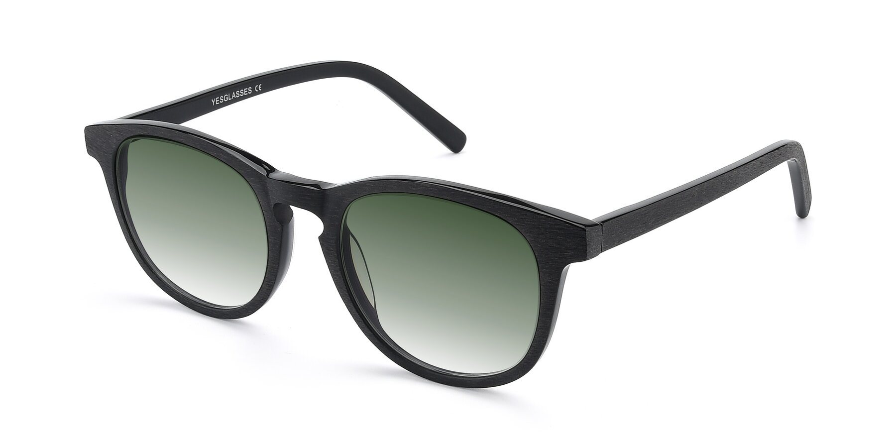 Angle of SR6044 in Black-Wooden with Green Gradient Lenses