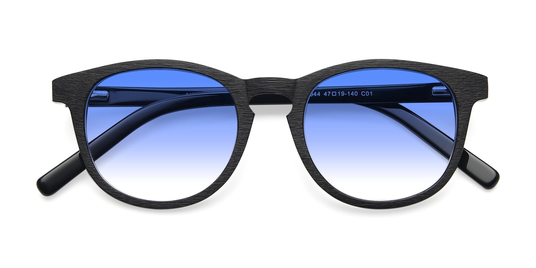 Folded Front of SR6044 in Black-Wooden with Blue Gradient Lenses