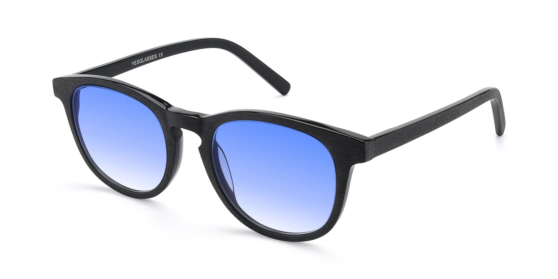 Angle of SR6044 in Black-Wooden with Blue Gradient Lenses