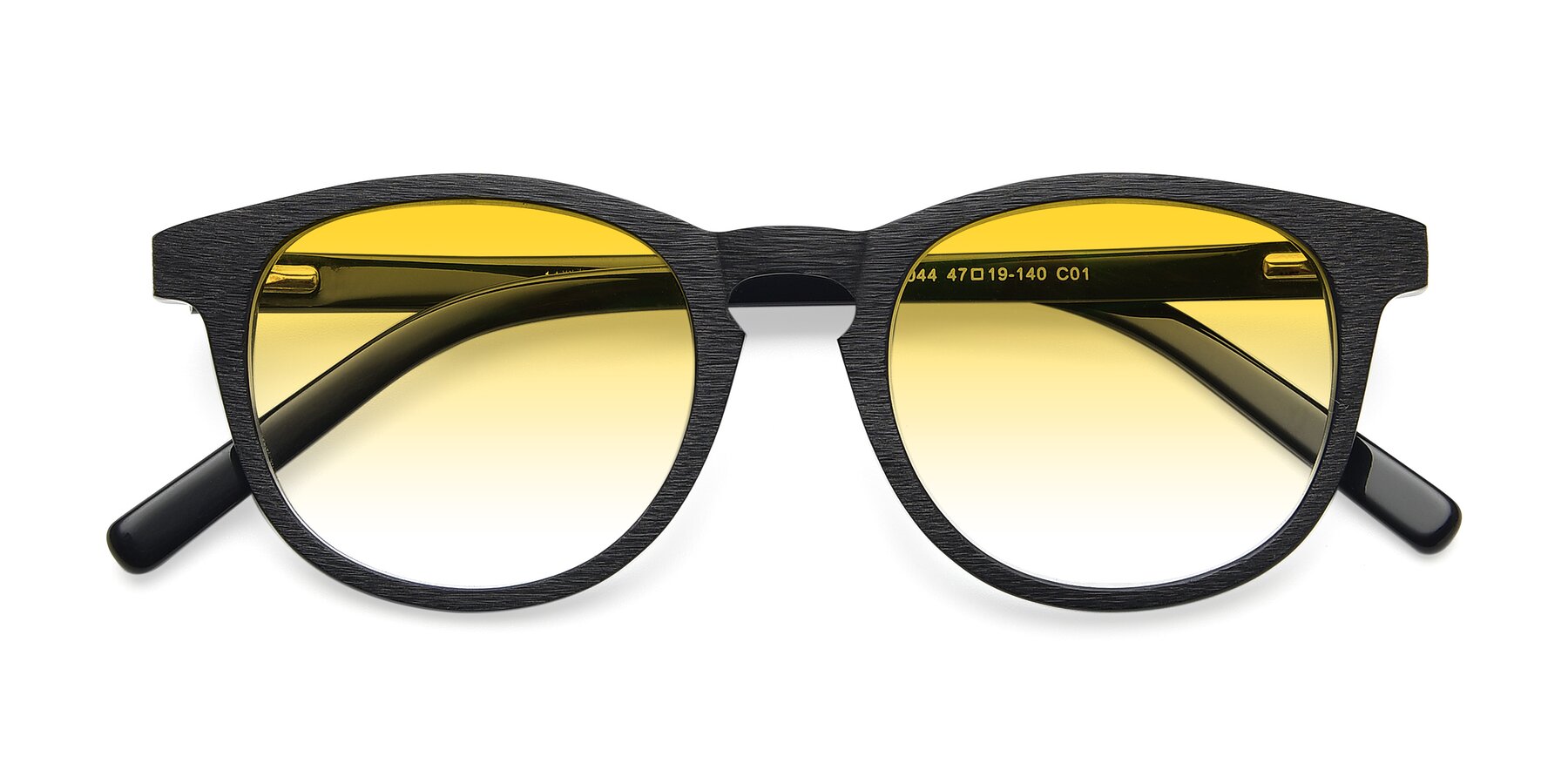 Folded Front of SR6044 in Black-Wooden with Yellow Gradient Lenses