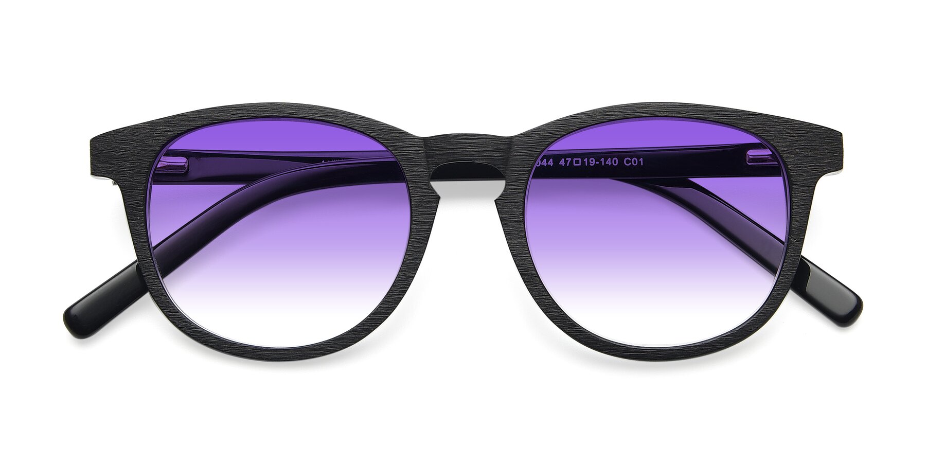Folded Front of SR6044 in Black-Wooden with Purple Gradient Lenses