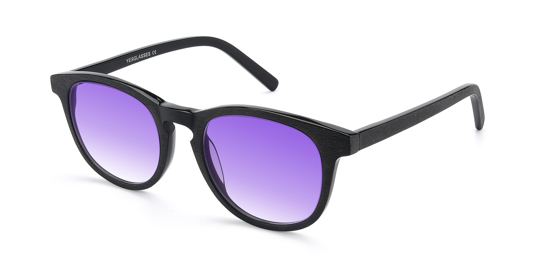 Angle of SR6044 in Black-Wooden with Purple Gradient Lenses