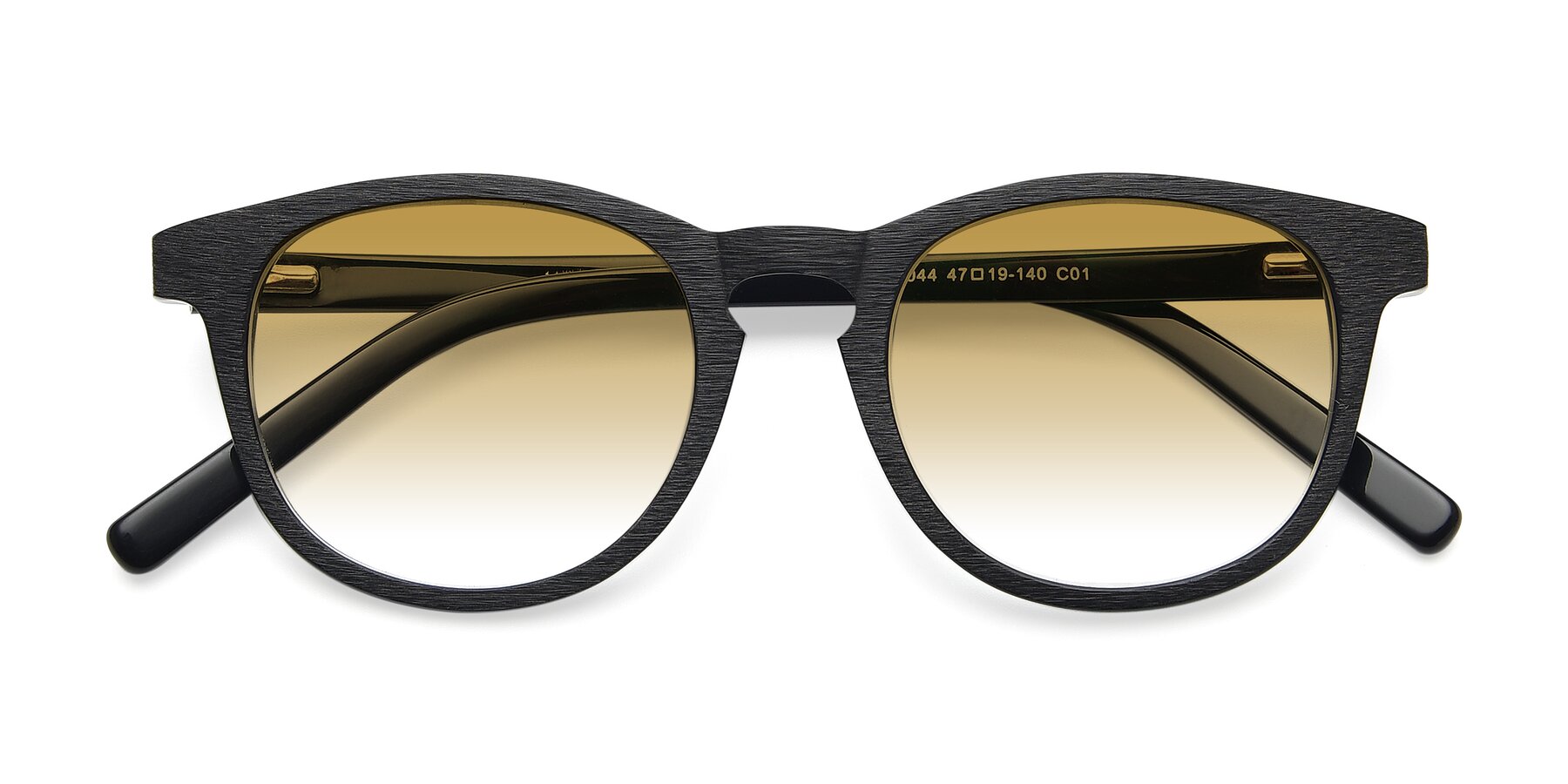 Folded Front of SR6044 in Black-Wooden with Champagne Gradient Lenses