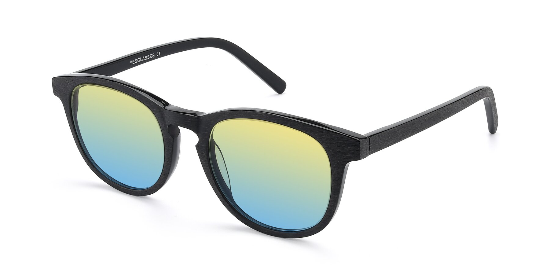 Angle of SR6044 in Black-Wooden with Yellow / Blue Gradient Lenses