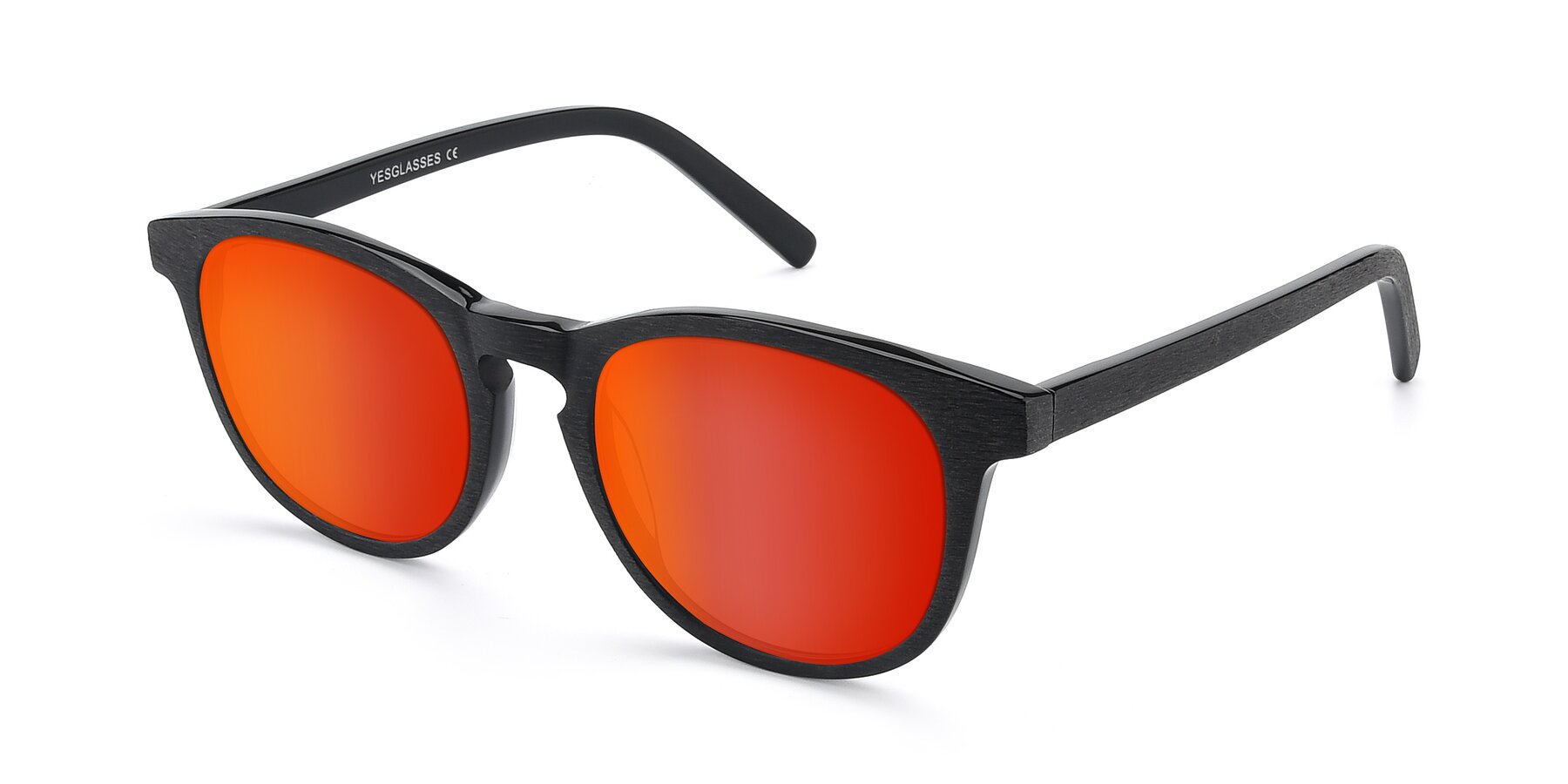 Angle of SR6044 in Black-Wooden with Red Gold Mirrored Lenses