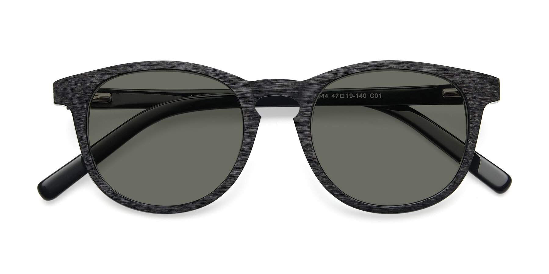 Folded Front of SR6044 in Black-Wooden with Gray Polarized Lenses