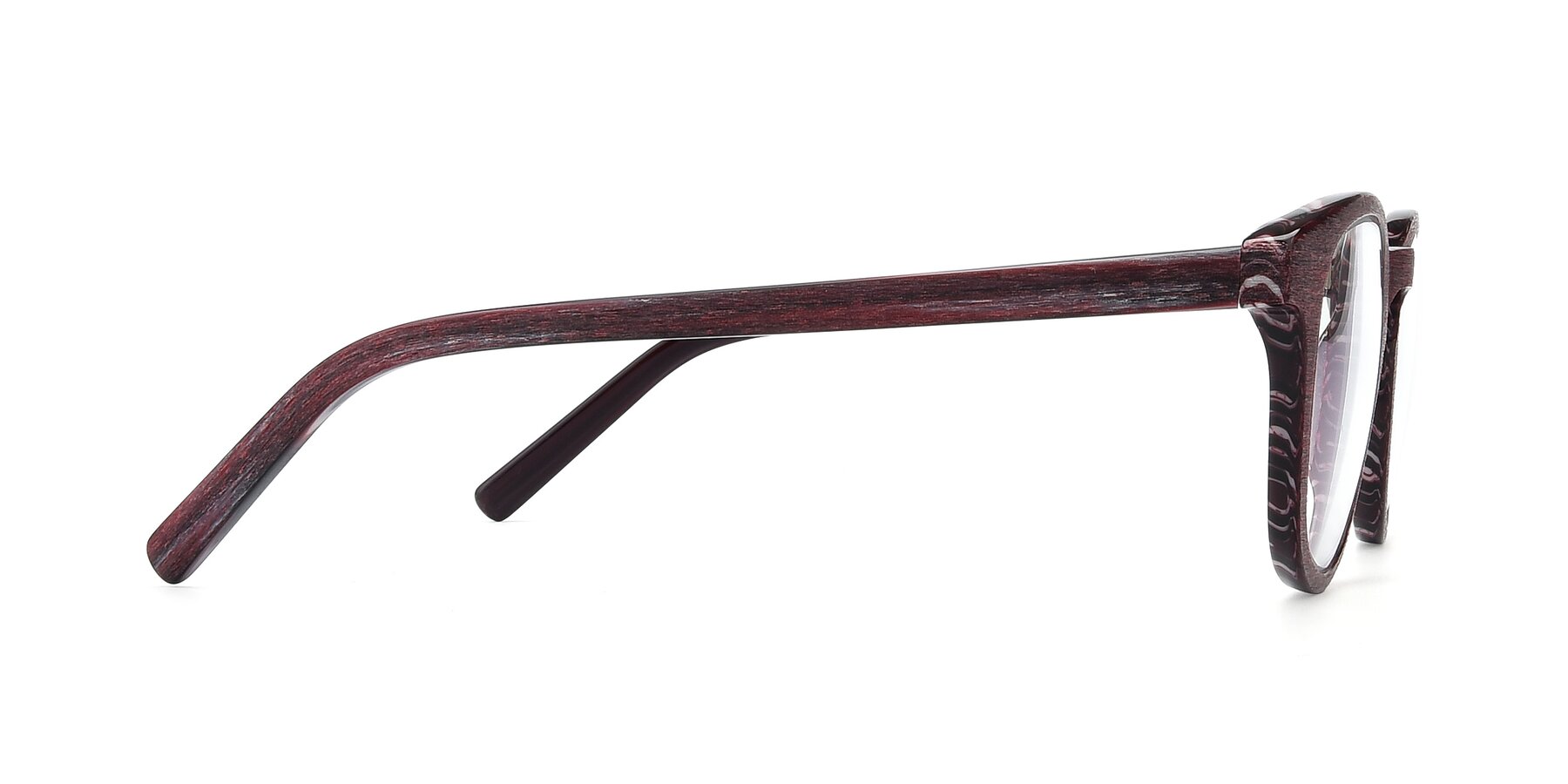 Side of SR6044 in Wine-Wooden with Clear Blue Light Blocking Lenses