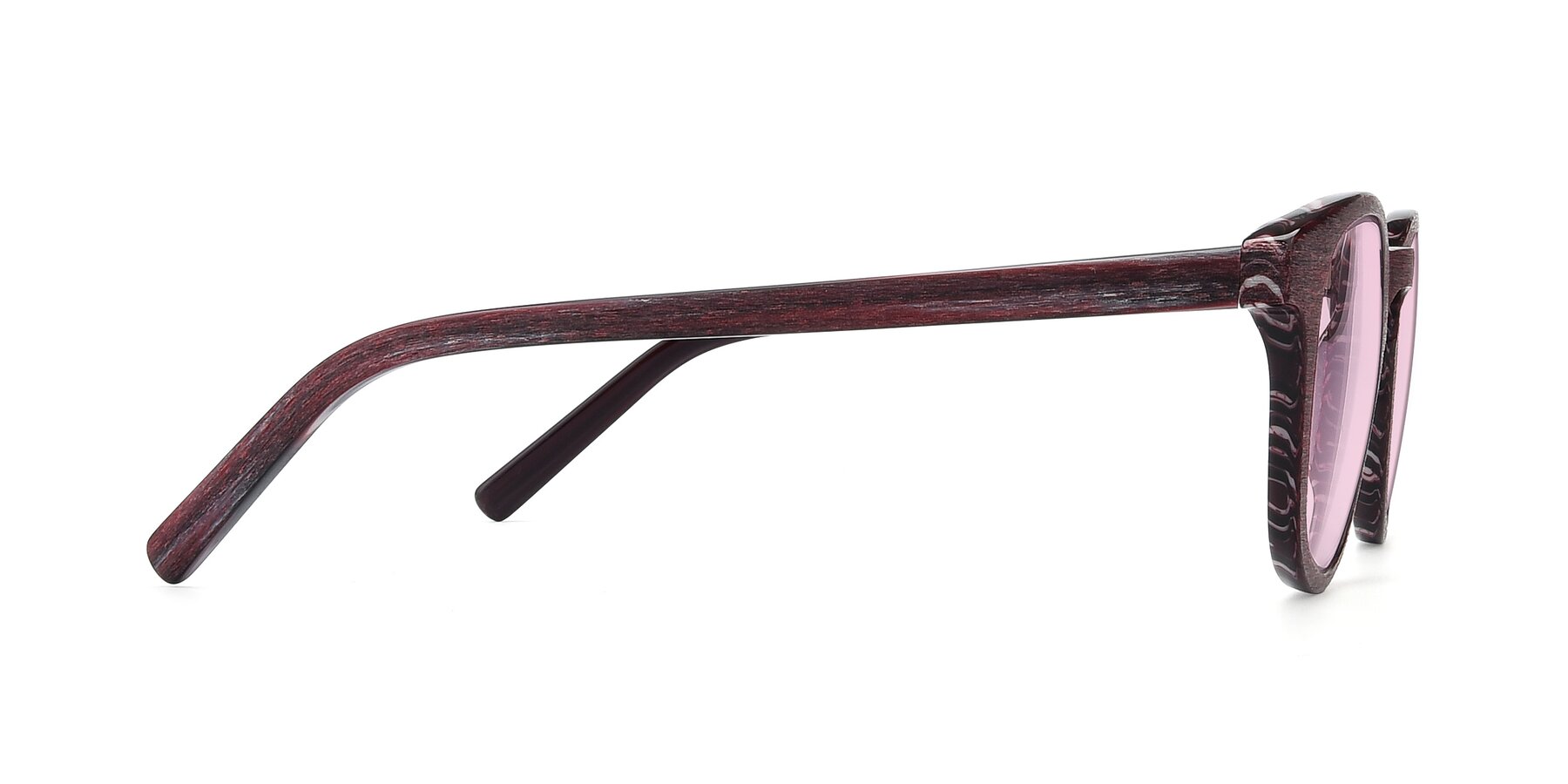 Side of SR6044 in Wine-Wooden with Light Pink Tinted Lenses