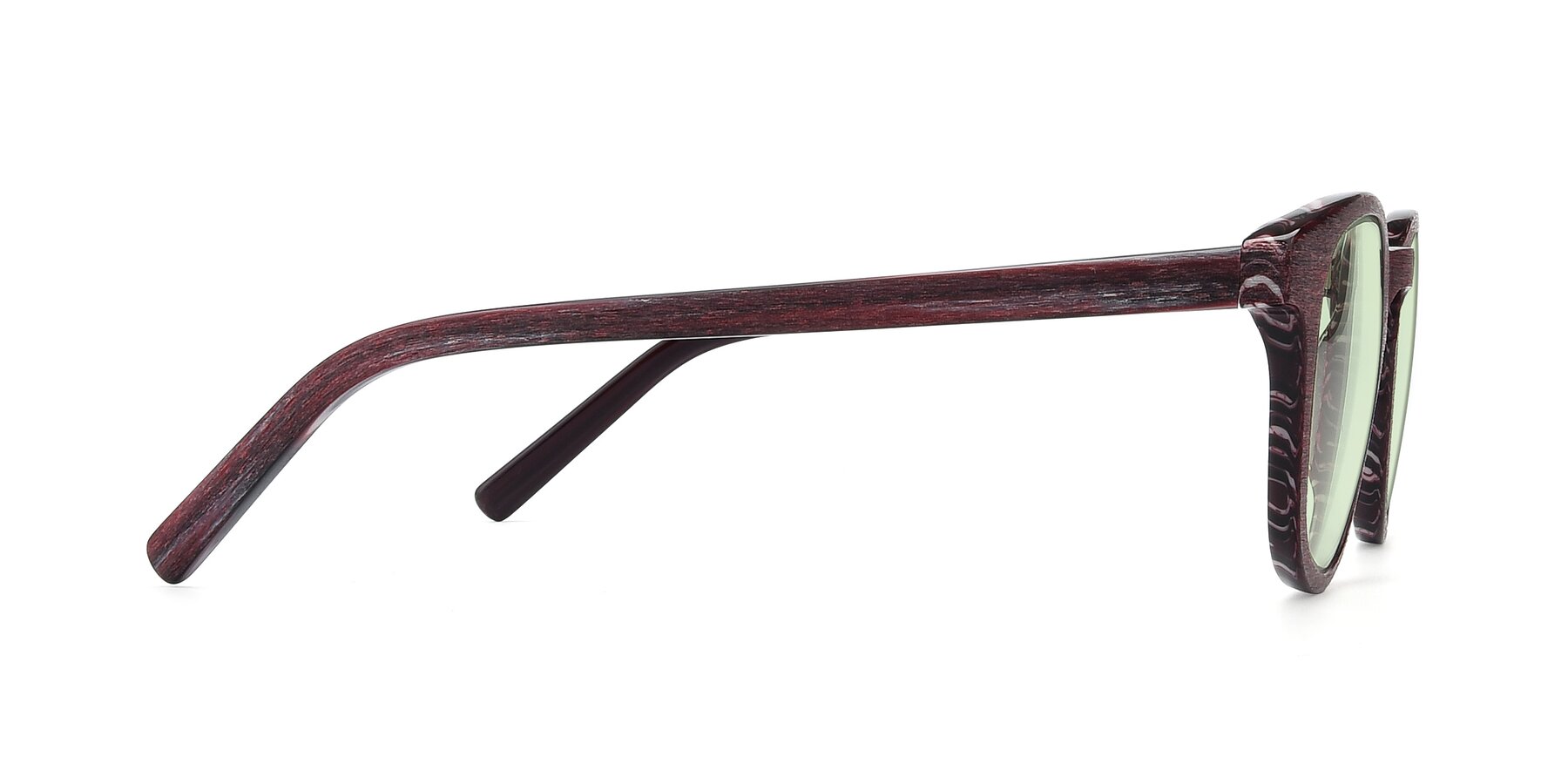 Side of SR6044 in Wine-Wooden with Light Green Tinted Lenses