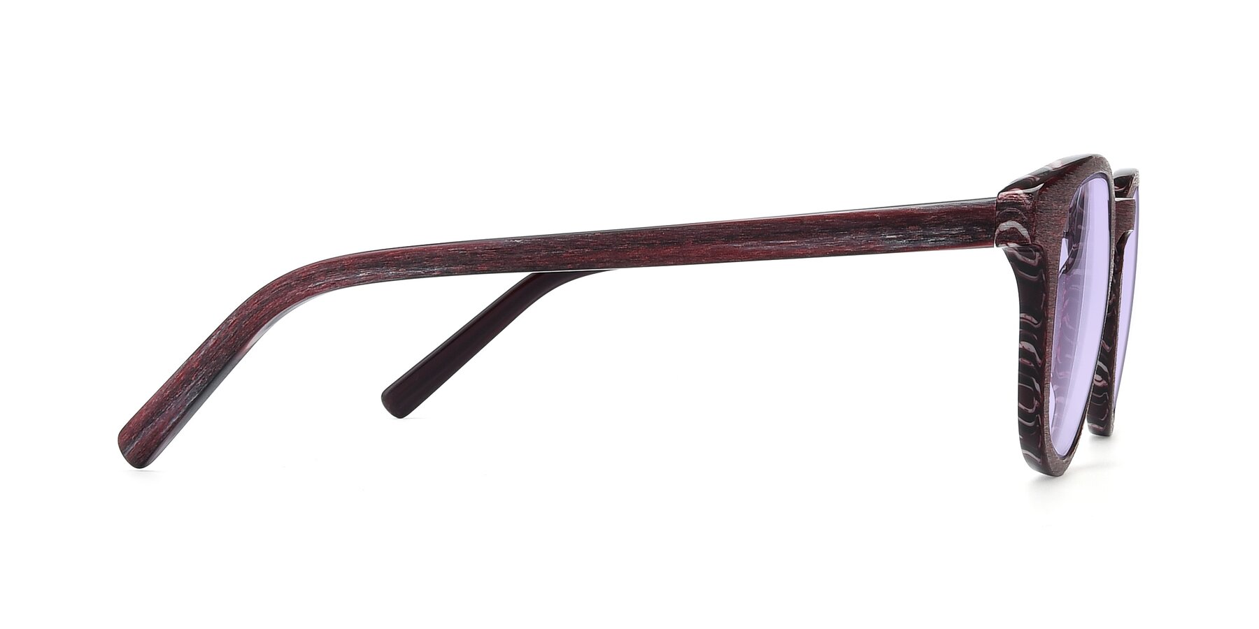 Side of SR6044 in Wine-Wooden with Light Purple Tinted Lenses