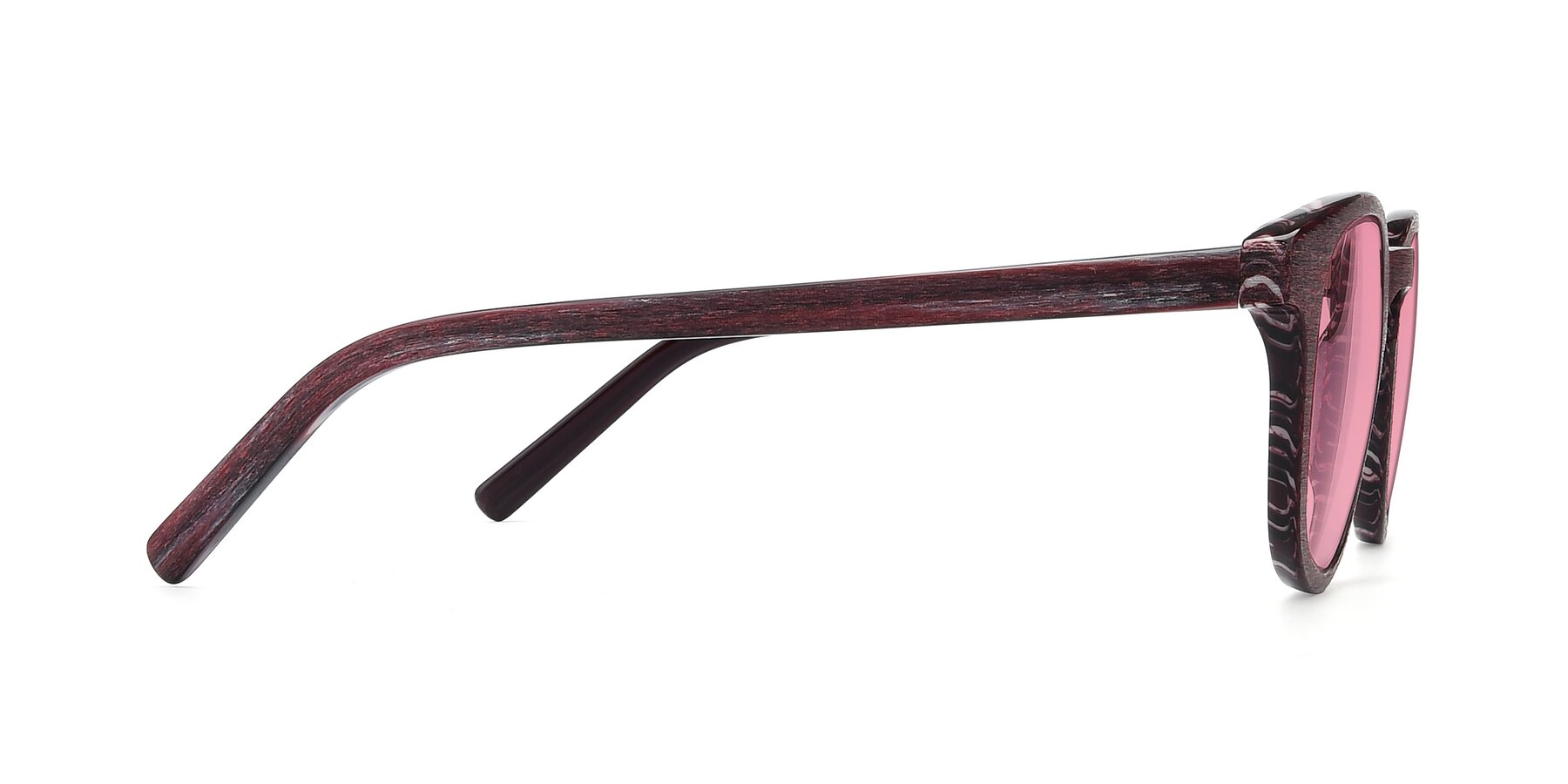 Side of SR6044 in Wine-Wooden with Pink Tinted Lenses
