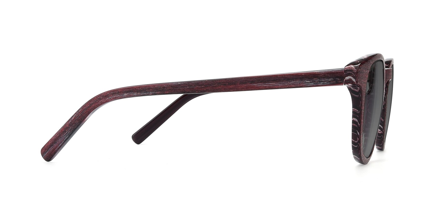 Side of SR6044 in Wine-Wooden with Medium Gray Tinted Lenses