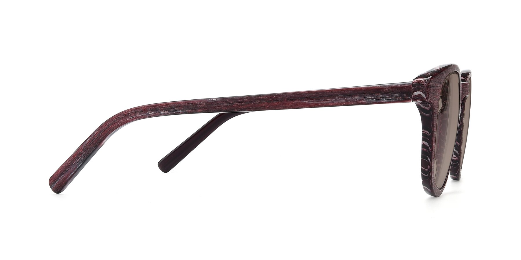 Side of SR6044 in Wine-Wooden with Medium Brown Tinted Lenses