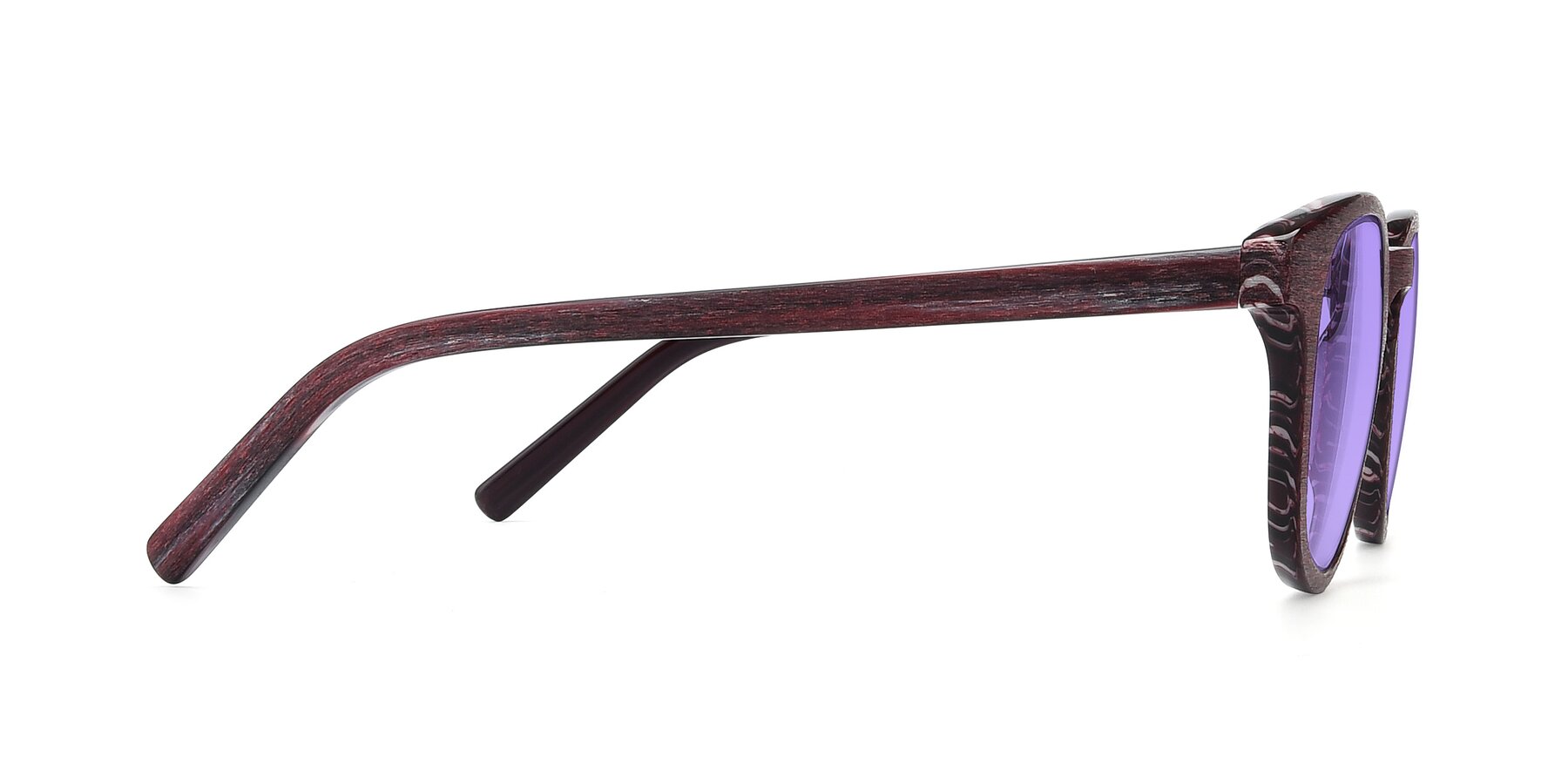 Side of SR6044 in Wine-Wooden with Medium Purple Tinted Lenses