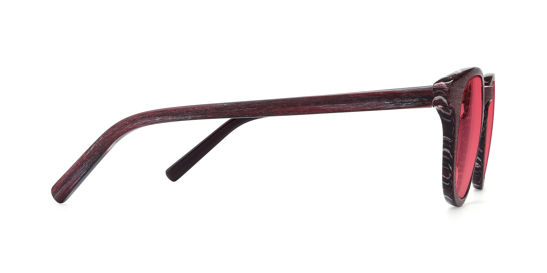 Side of SR6044 in Wine-Wooden with Red Tinted Lenses