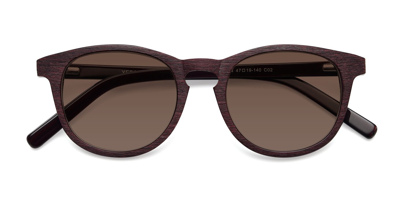 SR6044 - Wine / Wooden Tinted Sunglasses