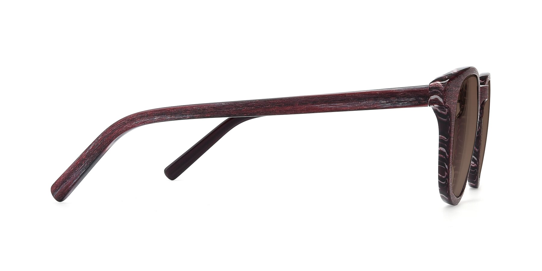 Side of SR6044 in Wine-Wooden with Brown Tinted Lenses