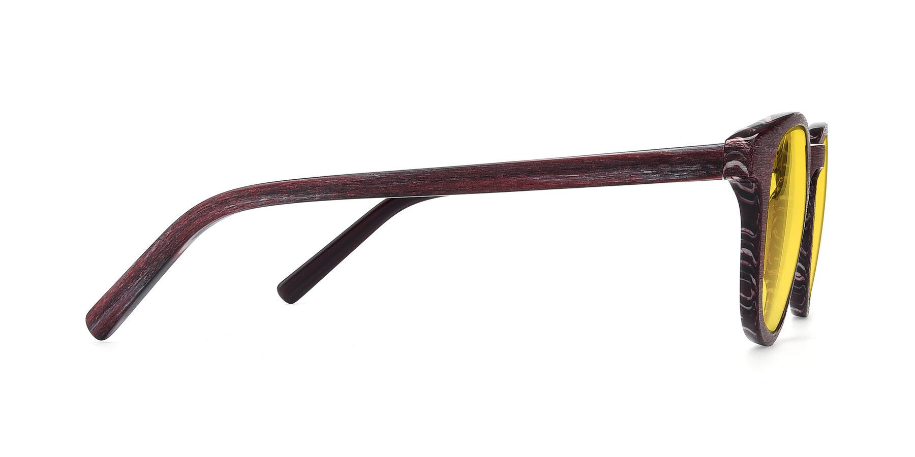 Side of SR6044 in Wine-Wooden with Yellow Tinted Lenses