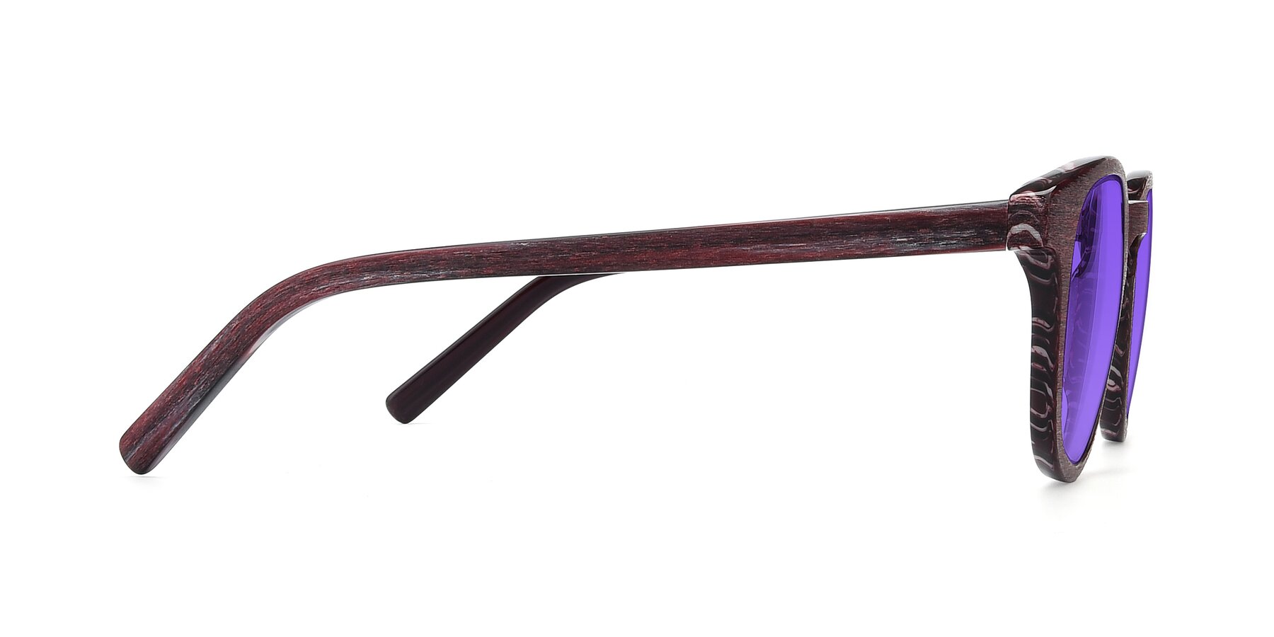 Side of SR6044 in Wine-Wooden with Purple Tinted Lenses